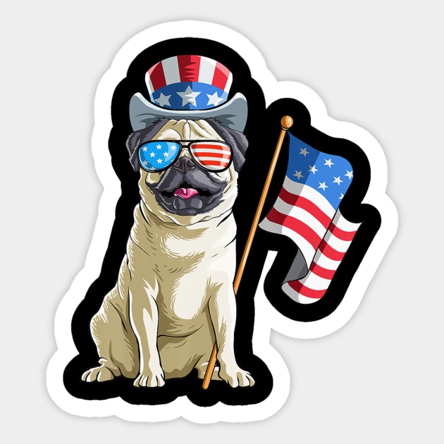 Pug 4th of July Funny Gift Sticker by crowominousnigerian 